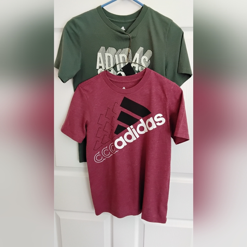 Adidas Kids 1 Green And 1 Red Graphic Tee Shirt